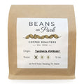 Beans on Park Tanzania Peaberry, light roast coffee in a 12oz kraft bag